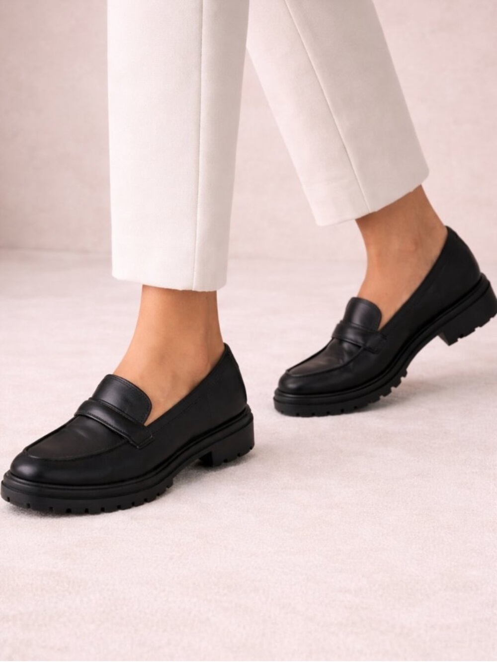 Madewell Shoes The Bradley Leather Lug Sole Penny Loafers Preppy Chic Black 7.5 - Picture 3 of 16